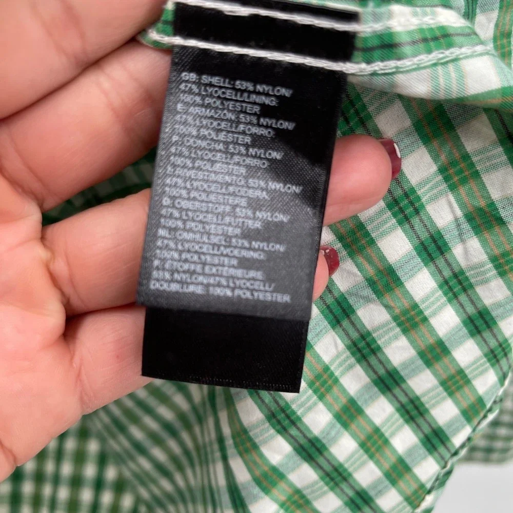 The North Face Mens XL‎ Green Gingham Plaid Long Sleeve Button Up Shirt
